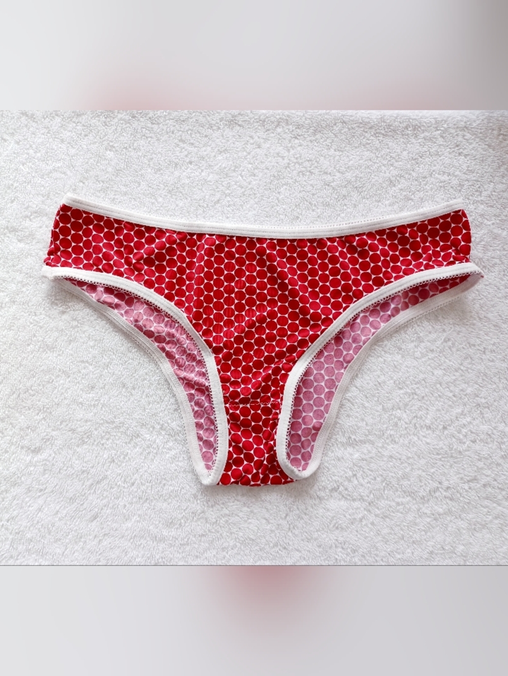 Red Polka Dot Cheeky Panties, Size S